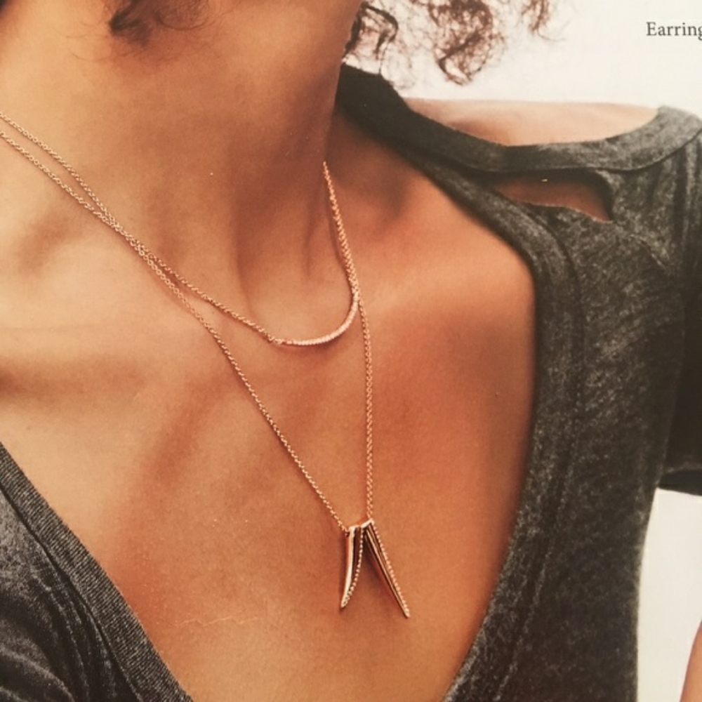 Stella and Dot Pave double horn necklace